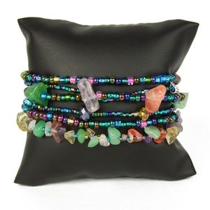 Czech Glass Bead 6 strand Bracelet BLUE & PASTELS